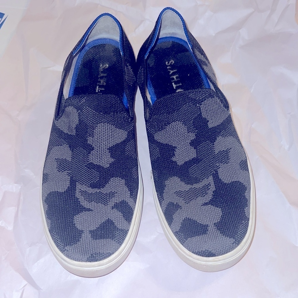 Rothy's The Original Slip On Loafer Sneaker Shoe Camo Gray Black size 8.5 - Picture 6 of 9